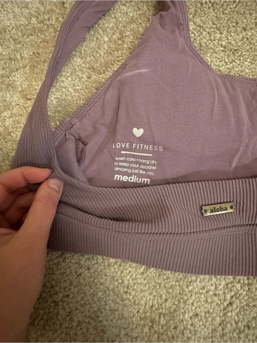 Love Fitness Ribbed Scoop Neck Bralette in Dusty Mauve - Picture 3 of 3